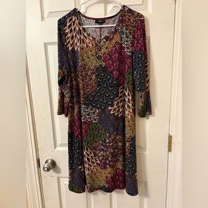 MSK Long Sleeve Dress with Multicolor Pattern
